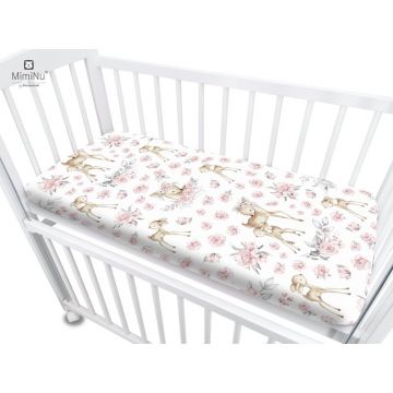 Cearceaf cu elastic MimiNu pentru patut co-sleeper 83 x 50 cm Sweet Deer Pink Cearceaf cu elastic MimiNu pentru patut co-sleeper 83 x 50 cm Sweet Deer Pink