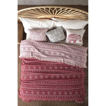 Cuvertură roșie din bumbac pentru pat dublu 220x240 cm Ikona - Mijolnir