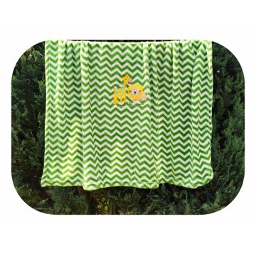 Paturica din microfibra 80x100 cm model Green Zig Zag