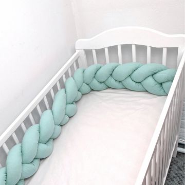 Aparatoare laterala pat bumper Deseda impletita 180 cm uni verde menta pal