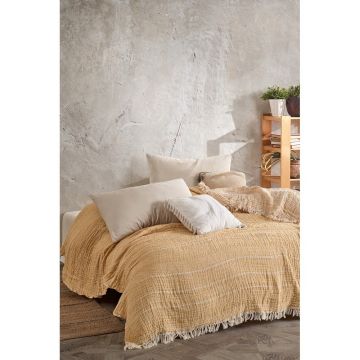 Cuvertură galbenă din muselină pentru pat dublu 220x240 cm Etno - Mijolnir