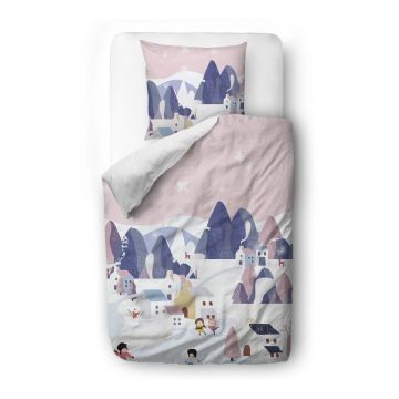 Lenjerie de pat pentru copii din bumbac satinat 135x200 cm Pink Sky - Butter Kings