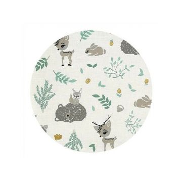 Paturica de infasat multifunctionala MimiNu cu volanase 75x75 cm Forest Friends MintGray