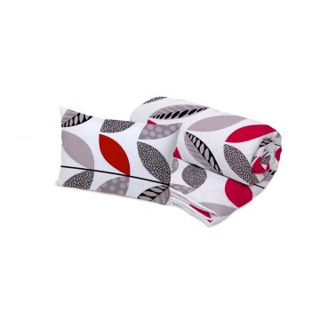 Set Alcam perna microfibra 50x70 cm si pilota matlasata 140x200 cm, Red Leaves