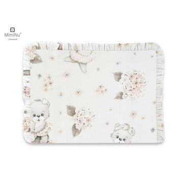 Perna clasica de dormit, MimiNu, Cu volanas, Cu husa detasabila cu fermoar, Din bumbac certificat Oeko Tex Standard 100, Pentru patut, carucior, balansoar, 30x40 cm, Design, Powdery Pink Ballerina