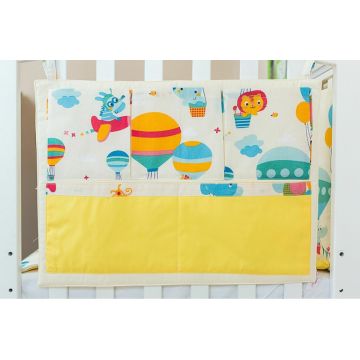 Organizator patut Balonase cu galben KidsDecor din bumbac 35x50 cm