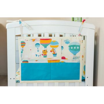 Organizator patut Balonase cu turcoaz KidsDecor din bumbac 35x50 cm