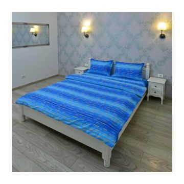 Lenjerie pentru 2 persoane Somnart Ultrasleep XXL, bumbac 100%, bleumarin