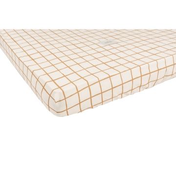 Cearceaf pentru copii din bumbac pentru pătuț cu elastic 60x120 cm Camel Check – Malomi Kids