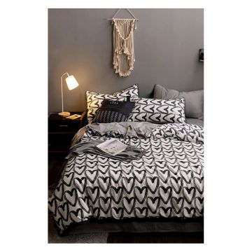 Lenjerie de pat alb-gri din bumbac pentru pat de o persoană-extins și cearceaf 160x220 cm – Mila Home