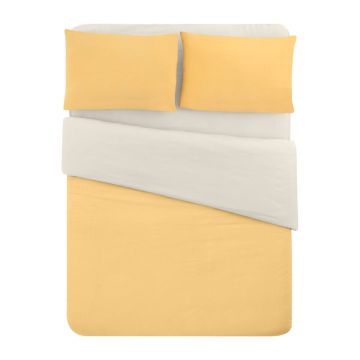 Lenjerie de pat galben-crem din bumbac pentru pat dublu-extins și cearceaf 200x220 cm – Mila Home