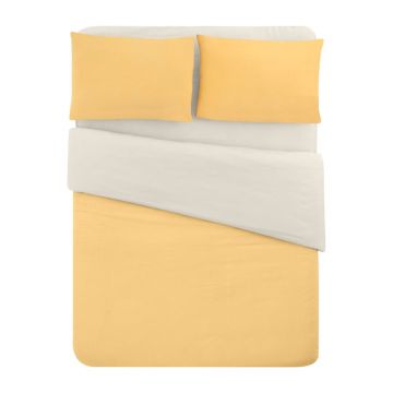 Lenjerie de pat galben-crem din bumbac pentru pat dublu-extins și cearceaf 200x220 cm – Mila Home