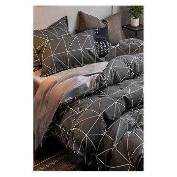 Lenjerie de pat gri închis din bumbac pentru pat de o persoană-extins și cearceaf 160x220 cm – Mila Home