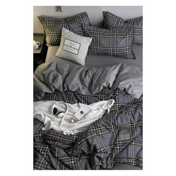 Lenjerie de pat gri pentru pat dublu-extins și cearceaf 200x220 cm – Mila Home