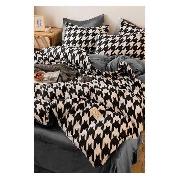 Lenjerie de pat negru-alb din bumbac pentru pat de o persoană-extins și cearceaf 160x220 cm – Mila Home