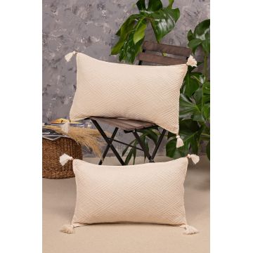 Set 2 fete de perna din bumbac, Authentic Rectangle Crem, 35 x 55 cm