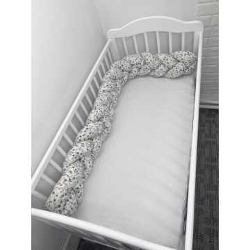 Aparatoare laterala pat bumper Deseda impletita 180 cm mix floricele marunte