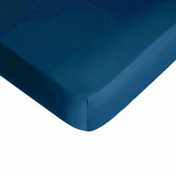 Cearceaf de pat cu elastic Descamps Sublime 200x200cm Albastru Nymphea