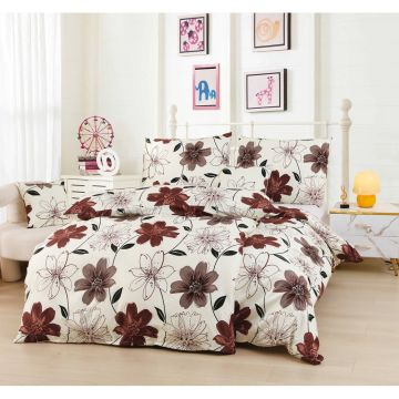 Lenjerie de pat de o persoană din micro satin maro/crem 140x200 cm 6 piese Scarlet - My House