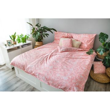 Lenjerie de pat roz din bumbac pentru pat de o persoană 140x200 cm LP Dita Pink Blossom – Cotton House