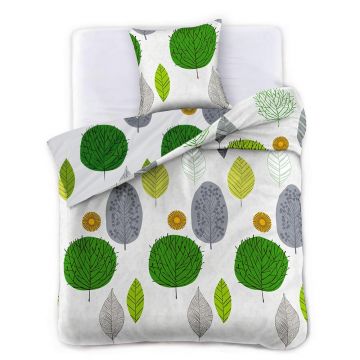 Lenjerie de pat verde din bumbac pentru pat de o persoană 140x200 cm Green Leaf – AmeliaHome