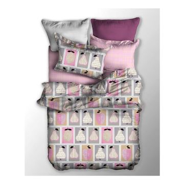 Lenjerie pentru pat de o persoană, din microfibră, DecoKing Owoc, 155 x 220 cm