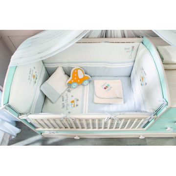Set de dormit pentru bebelusi cu protectie laterala, Baby Boy (80x130 Cm), Çilek, Bumbac