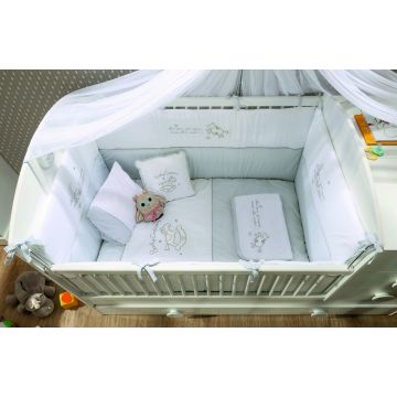 Set de dormit pentru bebelusi cu protectie laterala, Baby Cotton (75x115 Cm), Çilek, Bumbac