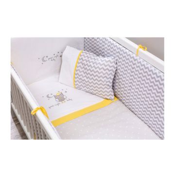 Set de dormit pentru bebelusi cu protectie laterala, Happy Nights Bedding Set (60 x 120), Çilek, Bumbac