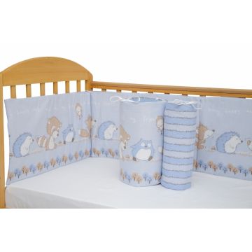 Set protectii patut Odette Blue din bumbac 60x120 cm