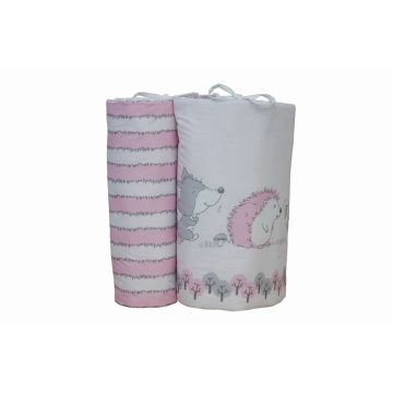 Set protectii patut Odette Pink din bumbac 60x120 cm