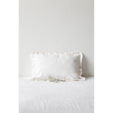 Față de pernă din in cu tiv plisat Linen Tales, 50 x 60 cm, alb