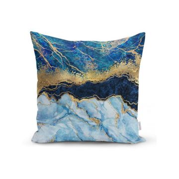 Față de pernă Minimalist Cushion Covers Marble With Blue, 45 x 45 cm