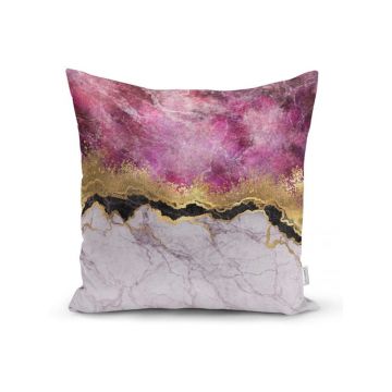 Față de pernă Minimalist Cushion Covers Marble With Pink And Gold, 45 x 45 cm