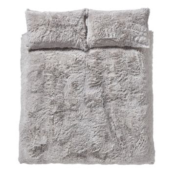 Lenjerie de pat din micropluș Catherine Lansfield Cuddly, 200 x 200 cm, gri