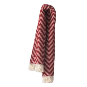 Pled din amestec de bumbac Euromant Chevron, 140 x 180 cm, roșu burgundi