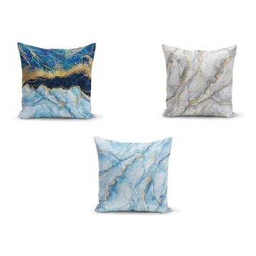 Set 3 fețe de pernă Minimalist Cushion Covers Azuro Cassie, 45 x 45 cm