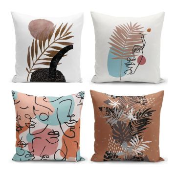 Set 4 fețe de pernă Minimalist Cushion Covers Cesso, 45 x 45 cm