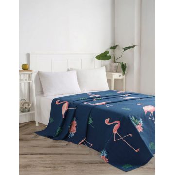 Cuvertura matlasata dubla, L'essentiel Maison, Big Filamin, Bumbac, Dark Blue / Pink / Green / White Cuvertura matlasata dubla, L'essentiel Maison, Big Filamin, Bumbac, Dark Blue / Pink / Green / White