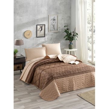 Cuvertura Single 155x200 cm, Creative - Brown, Eponj Home, 65% bumbac/35% poliester