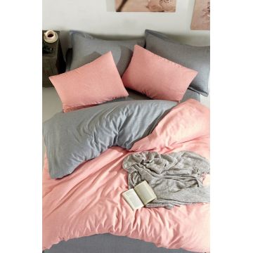 Lenjerie de pat dubla, Maxi Color - Powder, Eponj Home, 65% bumbac/35% poliester