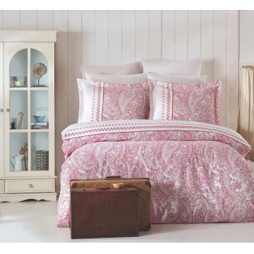 Lenjerie de pat dubla, Paisley - Pink, Pearl Home, Bumbac Ranforce