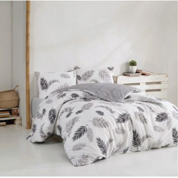 Lenjerie de pat dubla, Plume - Grey, Pearl Home, Bumbac Ranforce