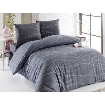 Lenjerie de pat dubla, Verda - Grey, Eponj Home, 65% bumbac/35% poliester