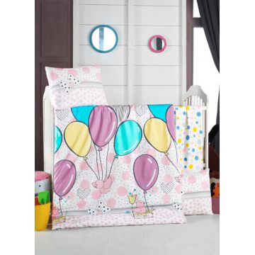 Lenjerie de pat pentru copii, Balloons, Patik, Bumbac Ranforce