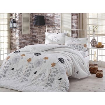 Lenjerie de pat pentru o persoana, Atlantis - White, Eponj Home, 65% bumbac/35% poliester