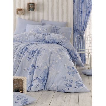 Lenjerie de pat pentru o persoana, Elena - Blue, Pearl Home, Bumbac Ranforce