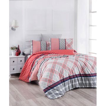 Lenjerie de pat pentru o persoana, Life - Red, Life Style, Bumbac Ranforce Lenjerie de pat pentru o persoana, Life - Red, Life Style, Bumbac Ranforce