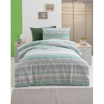 Lenjerie de pat pentru o persoana, L'essentiel Maison, Lines Young, Verde / Alb / Negru Lenjerie de pat pentru o persoana, L'essentiel Maison, Lines Young, Verde / Alb / Negru