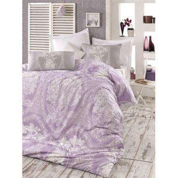 Lenjerie de pat pentru o persoana, Madam Lili - Lilac, Pearl Home, Bumbac Ranforce